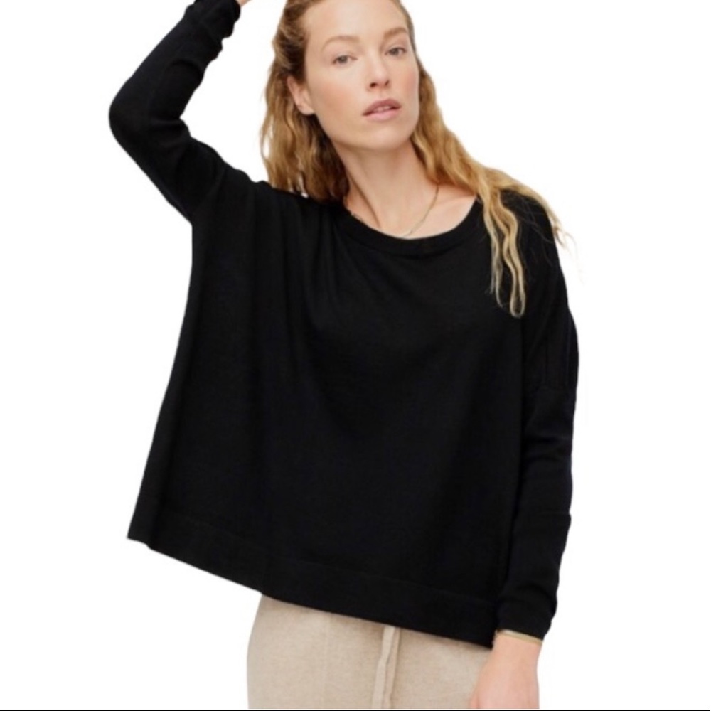 JCrew Relaxed Fit Crewneck Sweater merino black Large EUC great condition